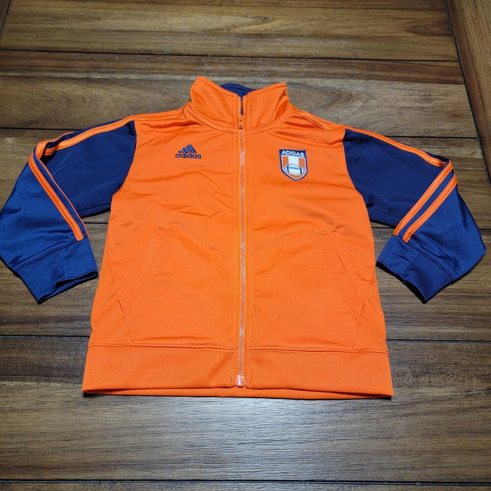 Adidas Infant Orange & Dark Blue Athletic Full Zip Jacket - Size 24 Months